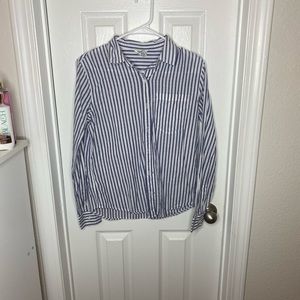Blue and white button shirt